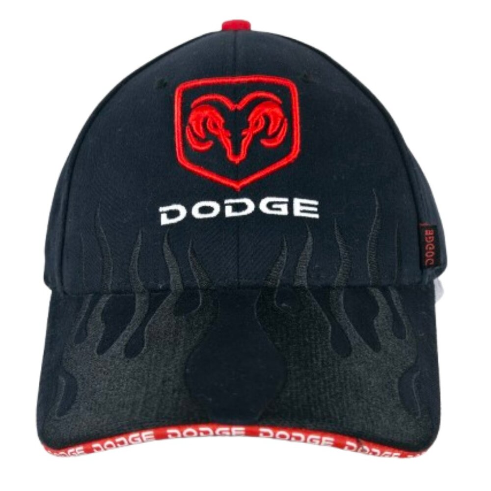 DODGE RAM Official Licensed Trucker Hat Classic Cap Black Red Flames